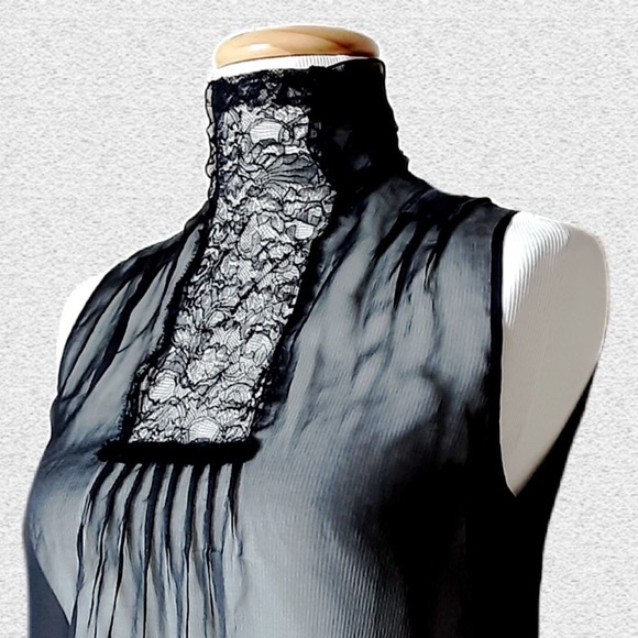 Sz10 ALBERTA FERRETTI ITALIAN SILK Classic Vintage Pure Italian Silk Black Top - Picture 5 of 7